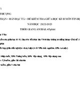 Ma trân, ban đăc ta và đê kiêm tra giữa hoc ki II môn Tin học Lớp 6 - Năm học 2022-2023 - Trường THCS Cam Thượng (Có đáp án)